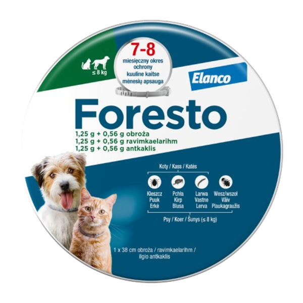 FORESTO antkaklis šunims ir katėms nuo parazitų, iki 8kg, 38cm
