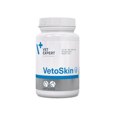 VETEXPERT Vetoskin pašaro papildas šunims ir katėms, odai ir kailiui, 300mg, N60