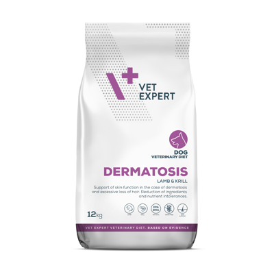 VETEXPERT Veterinary Diet Dermatosis Lamb & Krill dietinis sausas pašaras šunims, 12kg