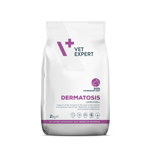 VETEXPERT Veterinary Diet Dermatosis Lamb & Krill dietinis sausas pašaras šunims, 2kg