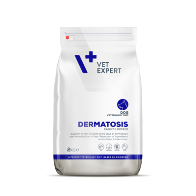 VETEXPERT Veterinary Diet Dermatosis Rabbit & Potato dietinis sausas pašaras šunims, 2 kg