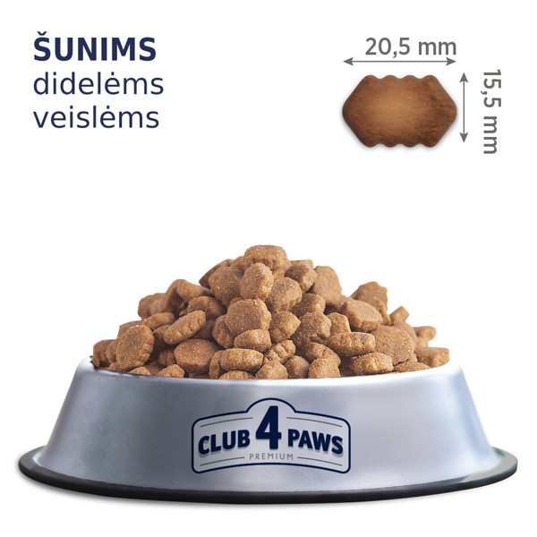 CLUB 4 PAWS Premium visavertis pašaras suaugusiems didelių veislių šunims, 14 kg
