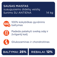 CLUB 4 PAWS Premium visavertis pašaras vidutinių veislių  suaugusiems šunims su antiena, 14 kg