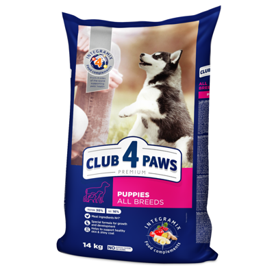 CLUB 4 PAWS Premium visavertis pašaras visų veislių šuniukams, 14 kg