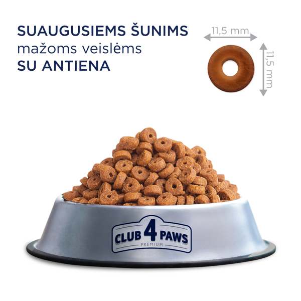 CLUB 4 PAWS Premium visavertis sausas pašaras mažų veislių suaugusiems šunims su antiena, 14 kg