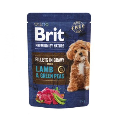 BRIT Premium Dog konservai šunims Lamb&Green Peas in Gravy su ėriena ir žirneliais, 85g