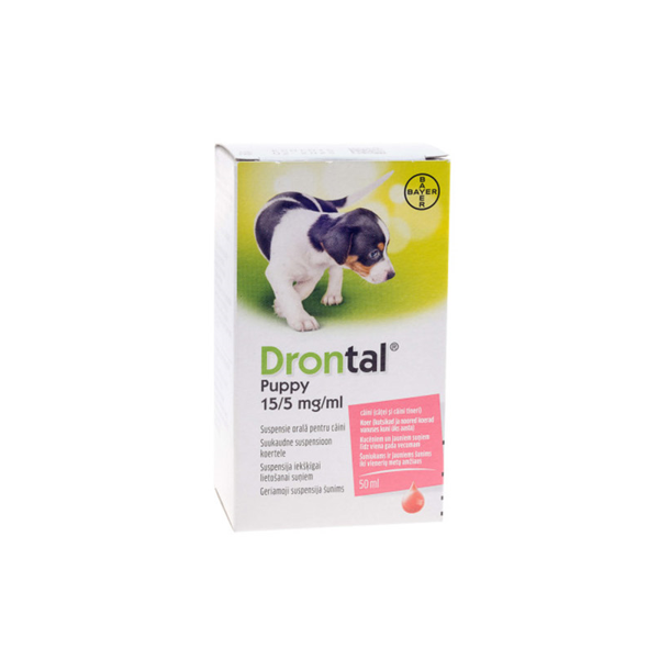 DRONTAL Puppy geriamoji suspensija nuo kirminų šuniukams, 50 ml