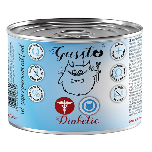 GUSSTO Cat Vet Diabetic dietinis pašaras katėms sergančioms diabetu, 200 g