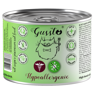 GUSSTO Cat Vet Hypoallergenic dietinis pašaras katėms su arkliena, 200 g