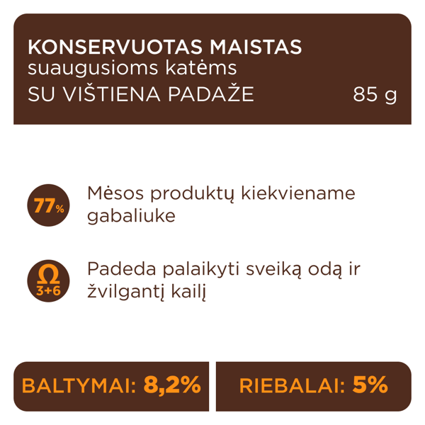 CLUB 4 PAWS Premium konservuotas pašaras su vištiena drebučiuose suaugusioms katėms, 85g