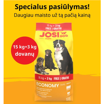 JOSIDOG ECONOMY sausas maistas visų veislių suaugusiems šunims, 15+3 kg