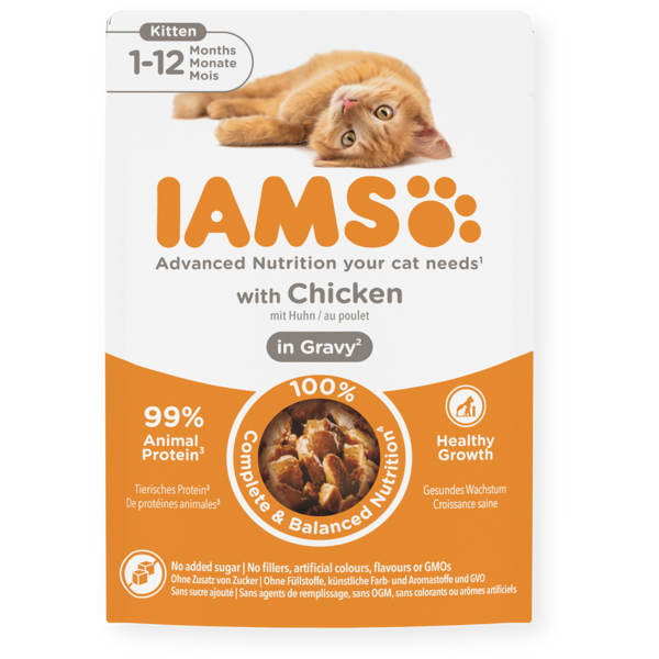 IAMS Delights konservai kačiukams su vištiena, 85 g