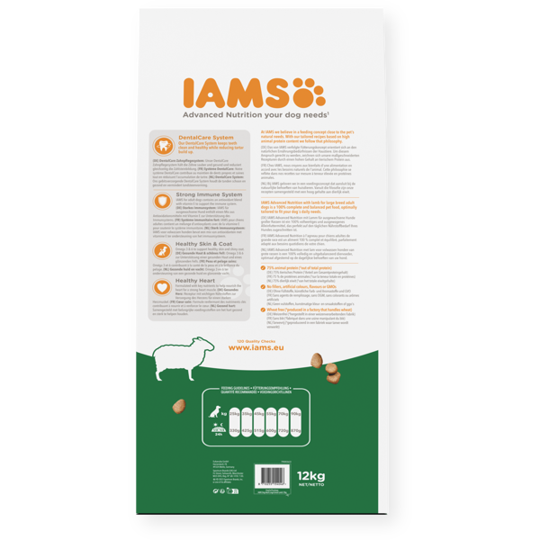 IAMS sausas maistas didelių veislių suaugusiems šunims su ėriena, L, 12 kg