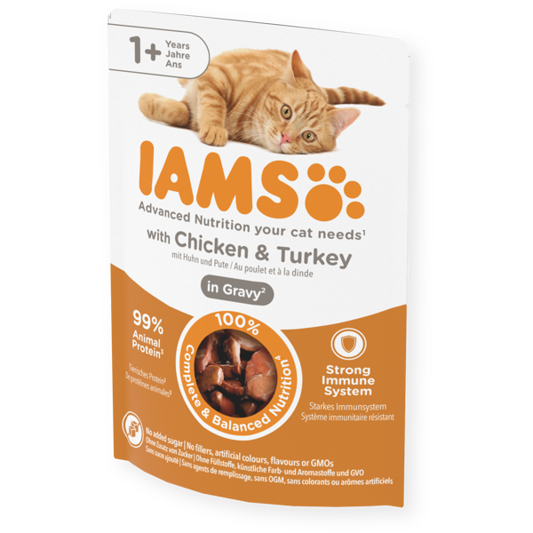 IAMS Delights konservai katėms su vištiena ir kalakutiena, 85 g