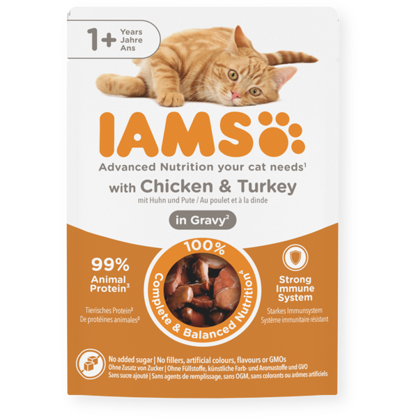 IAMS Delights konservai katėms su vištiena ir kalakutiena, 85 g