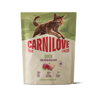 CARNILOVE True Fresh Duck Adult Cat Sterilised sausas pašaras katėms su antiena, 400 g