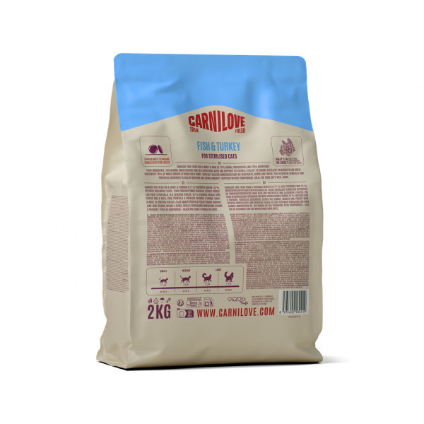 CARNILOVE True Fresh Fish&Turkey Sterilised sausas pašaras katėms su žuvimi ir kalakutiena, 2 kg