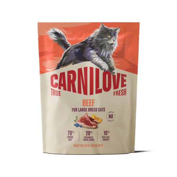 CARNILOVE True Fresh Beef Adult Cat LB sausas pašaras didelių veislių katėms su jautiena, 400 g