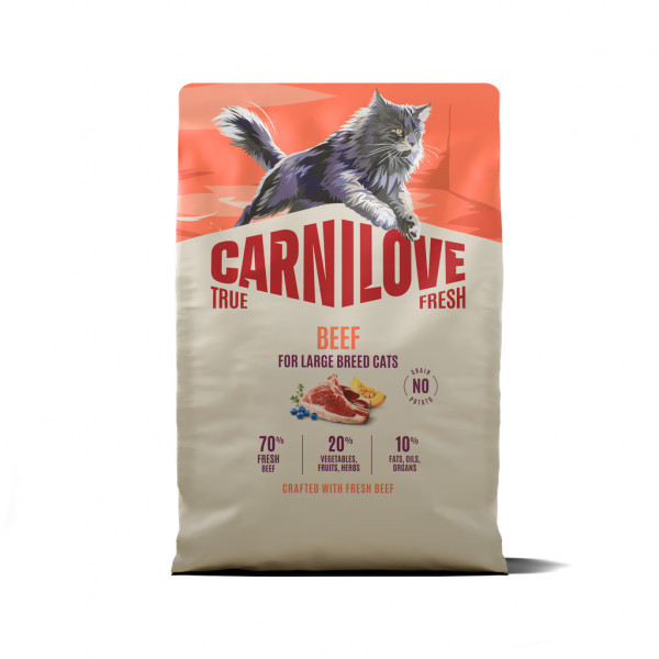 CARNILOVE True Fresh Beef Adult Cat LB sausas pašaras didelių veislių katėms su jautiena, 2 kg