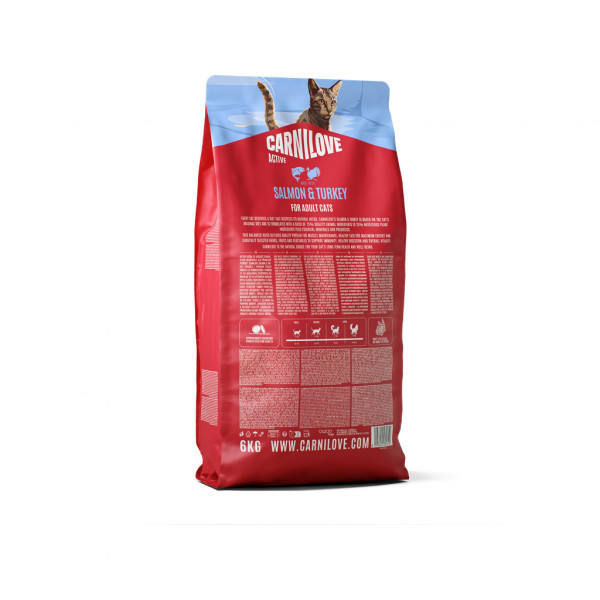 CARNILOVE Active Salmon&Turkey Adult Cat sausas pašaras katėms su lašiša ir kalakutiena, 6 kg