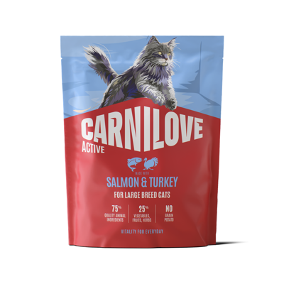 CARNILOVE Active Salmon&Turkey Adult Cat LB sausas pašaras did. veislių katėms su lašiša, 400 g