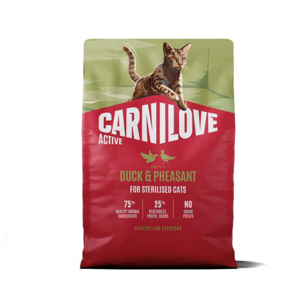 CARNILOVE Active Duck&Pheasant Sterilised sausas pašaras katėms su antiena ir fazaniena, 2 kg