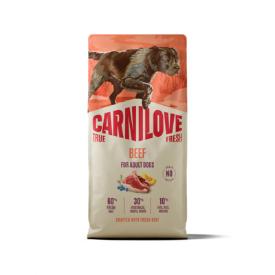 CARNILOVE True Fresh Beef Adult sausas pašaras šunims su jautiena, 12 kg