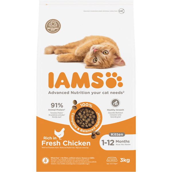 IAMS sausas maistas kačiukams su vištiena, 3 kg