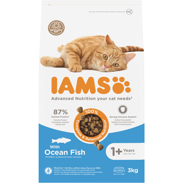 IAMS sausas maistas katėms su jūros žuvimi, 3 kg