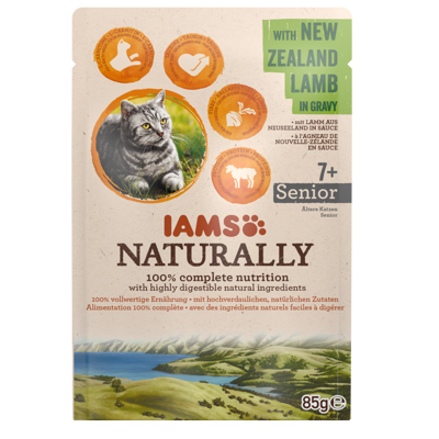 IAMS Naturally konservuotas maistas senjorėms katėms su ėriena, 85 g