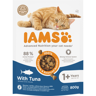 IAMS sausas maistas senjorėms katėms su tunu, 800g.