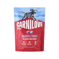 CARNILOVE Active Salmon&Turkey Junior LB sausas pašaras jauniems d.veis. šunims su lašiša, 1,5 kg
