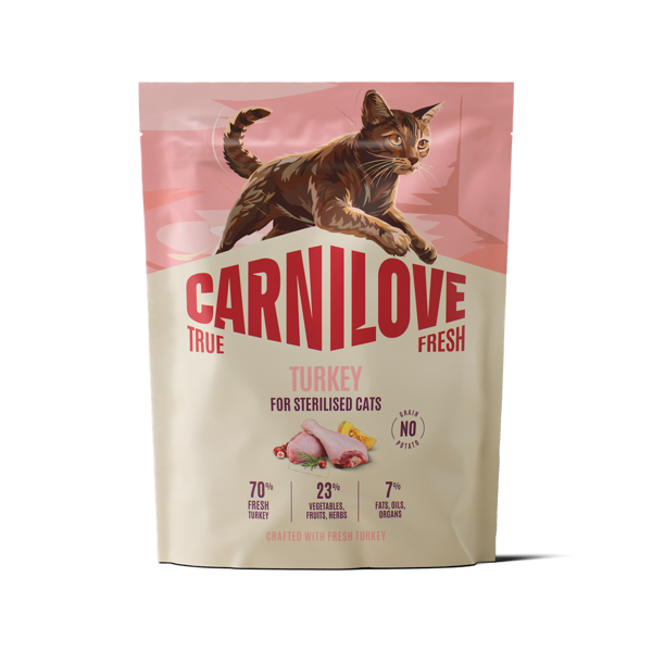 CARNILOVE True Fresh Turkey Adult Cat Sterilised sausas pašaras sterilizuotoms katėms, 400 g