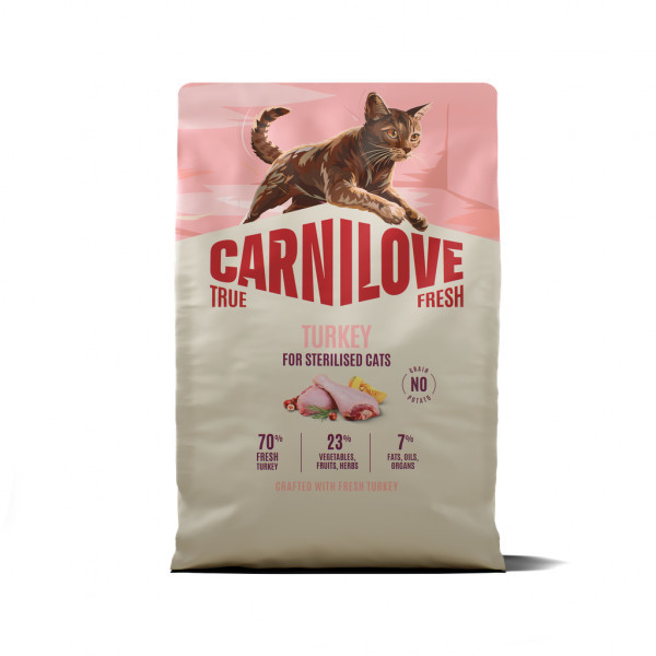 CARNILOVE True Fresh Turkey Adult Cat Sterilised sausas pašaras sterilizuotoms katėms, 2 kg