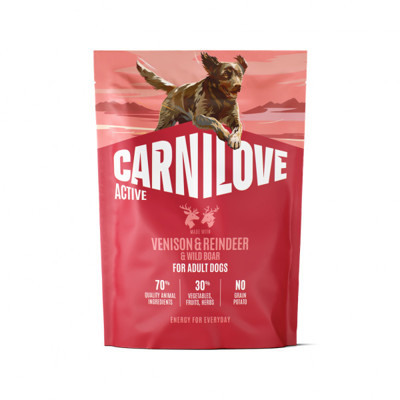 CARNILOVE Active Venison&Reindeer&Wild Boar for Adult sausas pašaras šunims su elniena, 1,5 kg