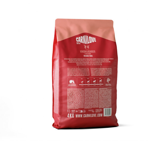 CARNILOVE Active Venison&Reindeer&Wild Boar for Adult sausas pašaras šunims su elniena, 12 kg