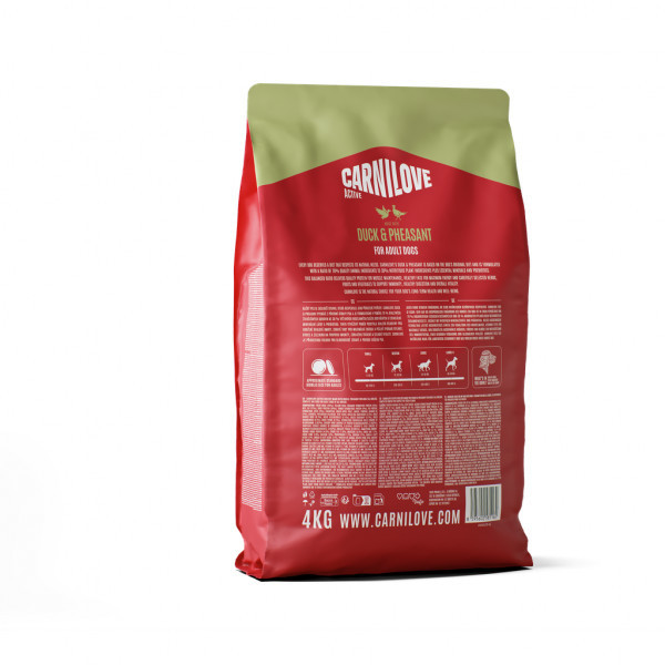 CARNILOVE Active Duck&Pheasant for Adult sausas pašaras suaugusiems šunims su antiena, 12 kg