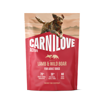 CARNILOVE Active Lamb&Wild Boar Adult sausas pašaras suaugusiems šunims su ėriena, 1,5 kg