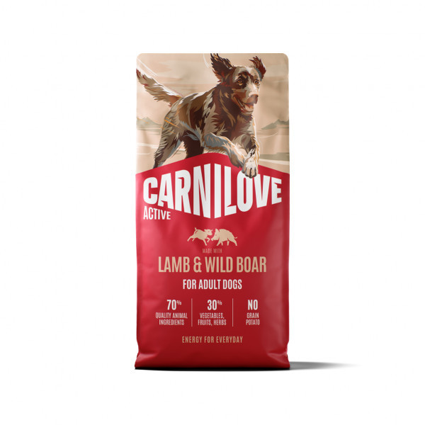 CARNILOVE Active Lamb&Wild Boar Adult sausas pašaras suaugusiems šunims su ėriena, 12 kg