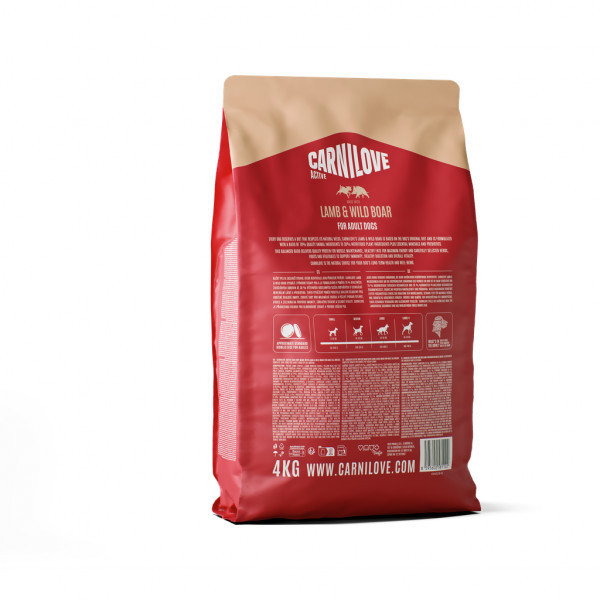CARNILOVE Active Lamb&Wild Boar Adult sausas pašaras suaugusiems šunims su ėriena, 12 kg