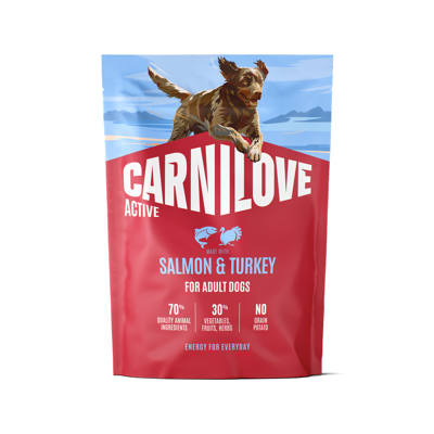 CARNILOVE Active Salmon&Turkey Adult sausas pašaras suaug. šunims su lašiša ir kalakutiena, 1,5 kg