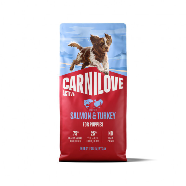 CARNILOVE Active Salmon&Turkey for Puppies sausas pašaras šuniukams su lašiša ir kalakutiena, 12 kg