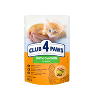 CLUB 4 PAWS Premium konservuotas pašaras su vištiena padaže kačiukams, 80 g