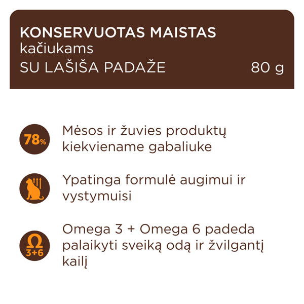 CLUB 4 PAWS Premium konservuotas pašaras su lašiša padaže kačiukams, 80 g