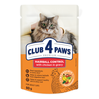 CLUB 4 PAWS Premium konservuotas pašaras palengvinantis plaukų sąvėlų šalinimą, 80 g