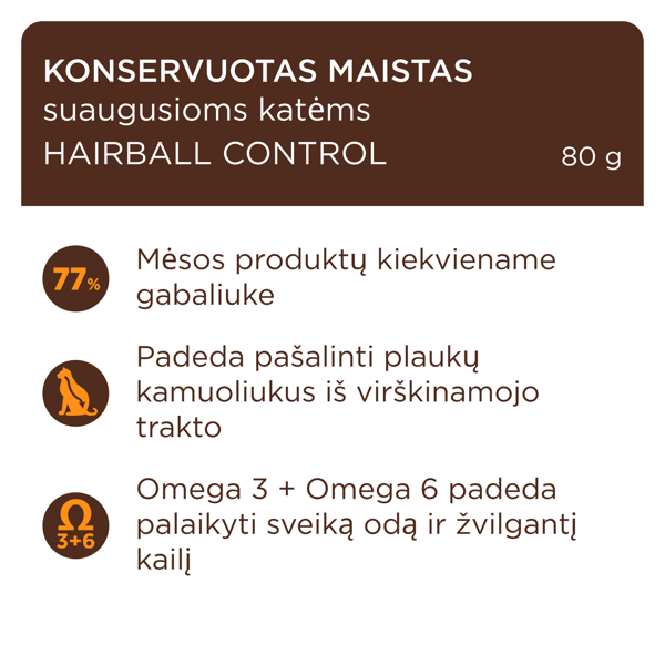 CLUB 4 PAWS Premium konservuotas pašaras palengvinantis plaukų sąvėlų šalinimą, 80 g