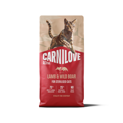 CARNILOVE Active Lamb&Wild Boar Sterilised sausas pašaras katėms su ėriena ir šerniena, 6 kg