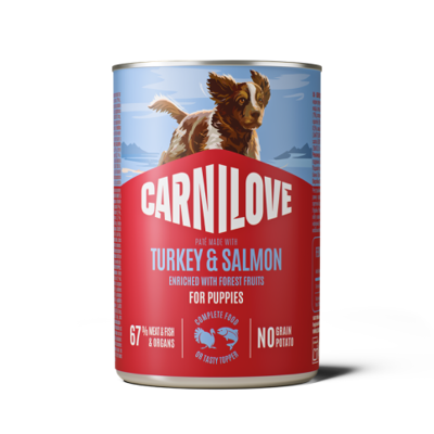 CARNILOVE Paté Made with Turkey & Salmon for Puppies konservuotas pašaras šuniukams, 400 g