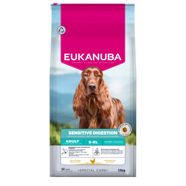 EUKANUBA Special  Care Sensitive Digestion sausas pašaras šunims su vištiena, AB, 12 kg