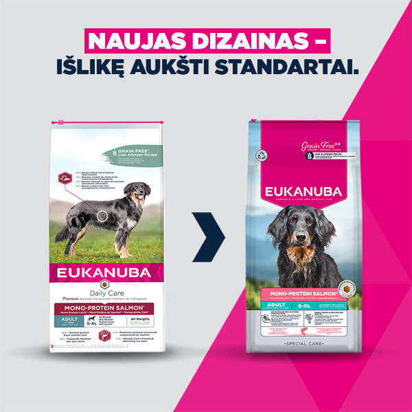 Eukanuba Daily Care Monoprotein sausas maistas šunims su lašiša, 12 kg